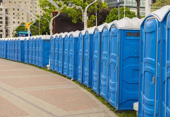 Seasonal porta potty units set up at a Antigo, Wisconsin venue